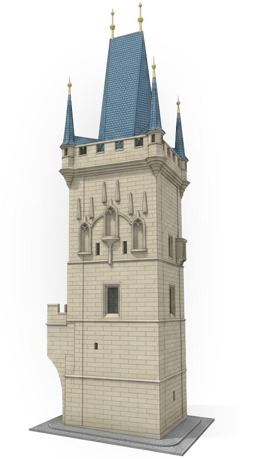 3D model Malostranské mostecké věže – pasportizace historické stavby Praha